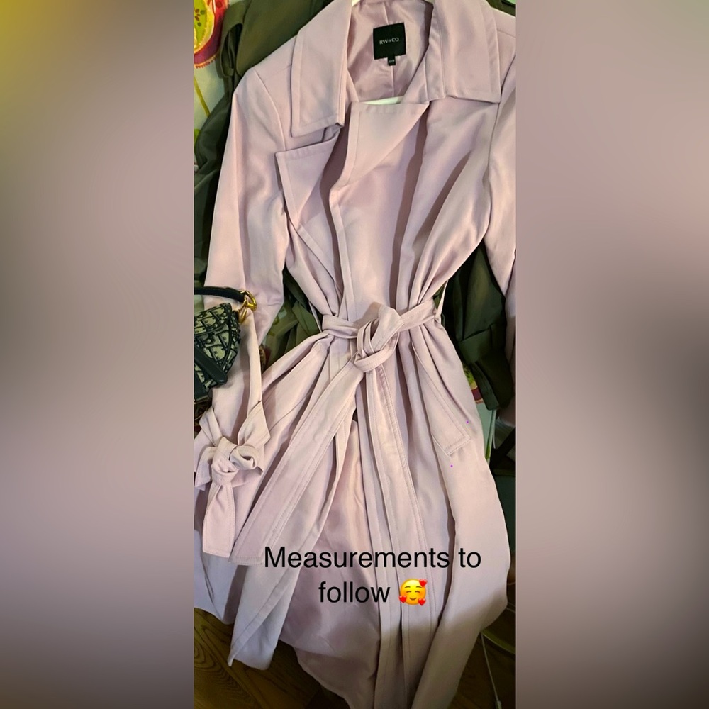 RW&CO Pink Wrap Tie Front Long Sleeve Coat